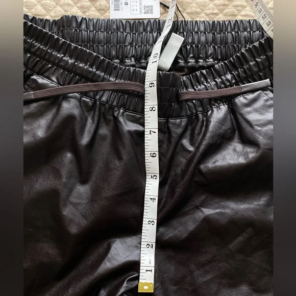 Zara NWT women’s joggers Size L shiny black polyurethane - Picture 6 of 12